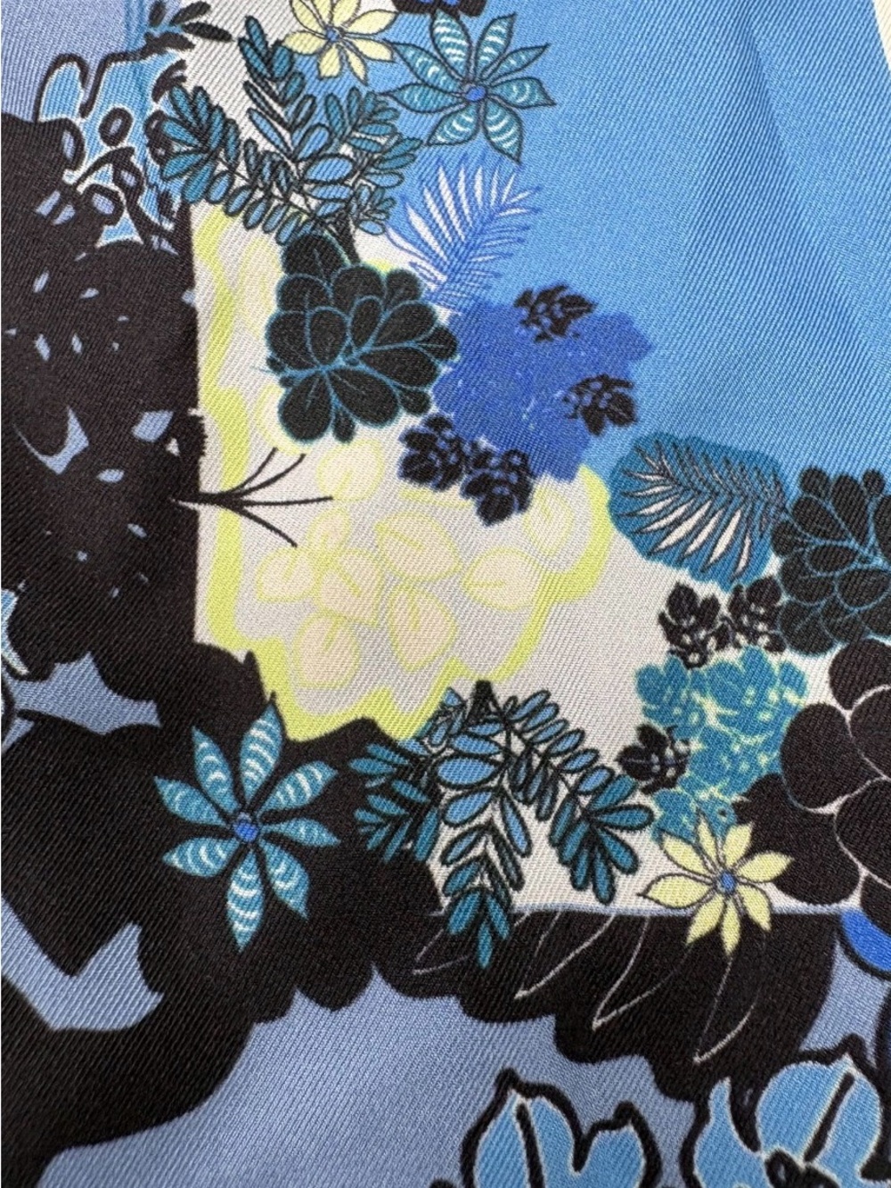 ETRO Milano Blue Floral Silk Twill Pocket Square Mini Scarf 16x16 Made In Italy - Picture 6 of 9